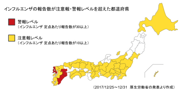 インフルエンザが全国的に注意報・警報レベルに…STOP感染拡大!
